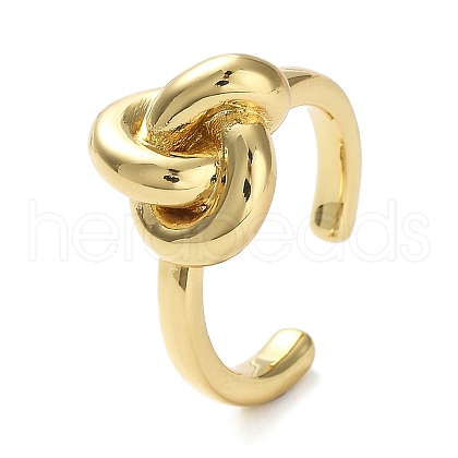 Rack Plating Brass Knot Open Cuff Rings for Women X-RJEW-Q777-06G-1