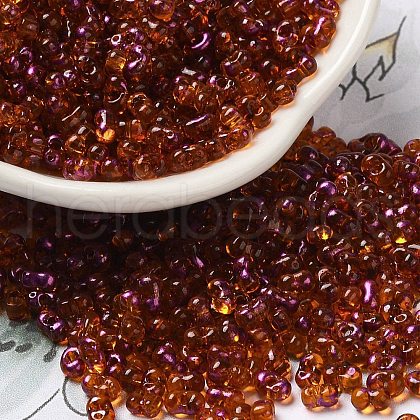 Spray Painted Glass Seed Beads SEED-F005-05A-01-1