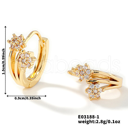 Chic Fashionable Flower Hip-hop Brass Hoop Earrings PS1266-1-1