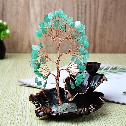 Natural Green Aventurine Chips Tree of Life Decorations PW-WGAFFC2-03-1