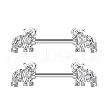 304 Stainless Steel Clear Cubic Zirconia Nipple Barbells WG1DC98-03-1