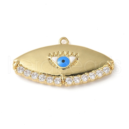 Rack Plating Brass Micro Pave Cubic Zirconia Enamel Pendants KK-P290-56A-G-1