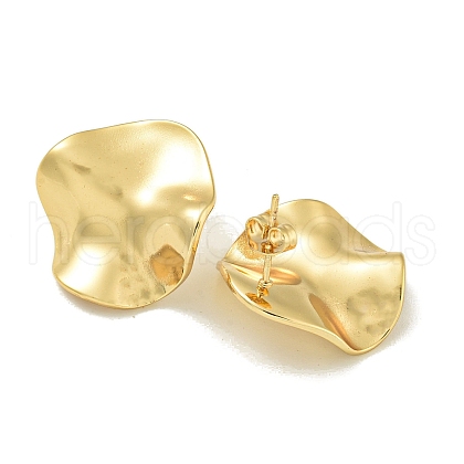 Texture Flat Round 304 Stainless Steel Stud Earrings for Women EJEW-K278-34G-1