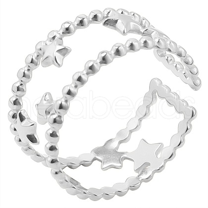 Minimalist Stainless Steel Star Open Cuff Ring for Women Men SR0563-1-1
