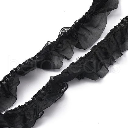 Double-Layer Pleated Polyester Chiffon Lace Trim OCOR-WH0047-19C-1