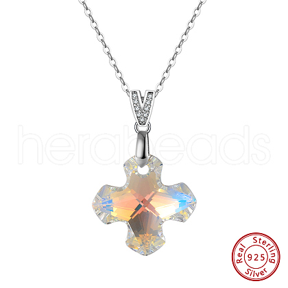 925 Sterling Silver Glass Pendant Necklaces NJEW-C048-01D-1