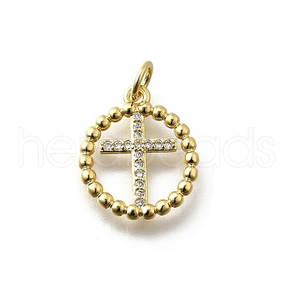 Brass Micro Pave Cubic Zirconia Pendants KK-P295-26G-1