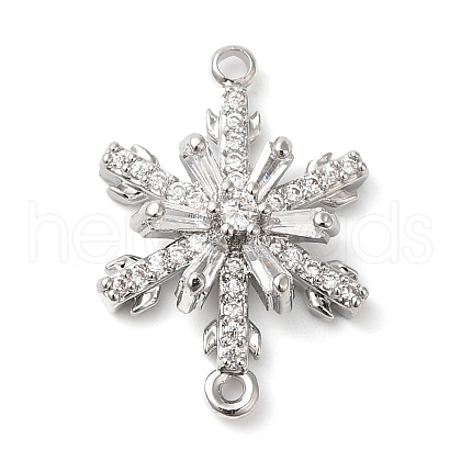 Brass Pave Clear Cubic Zirconia Connector Charms KK-G503-28P-1