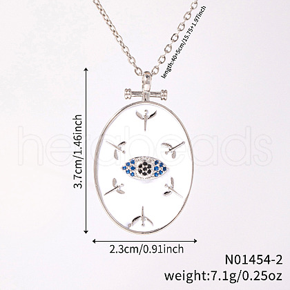 Elegant Brass Pave Clear Cubic Zirconia with Enamel Lucky Eye Necklaces RW8317-2-1