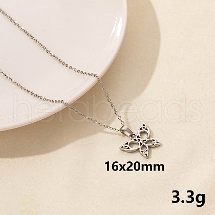 304 Stainless Steel Butterfly Pendant Necklaces VH1834-5-1