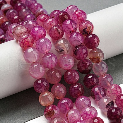 Faceted Natural Dragon Veins Agate Beads Strands G-F447-12mm-L08-1