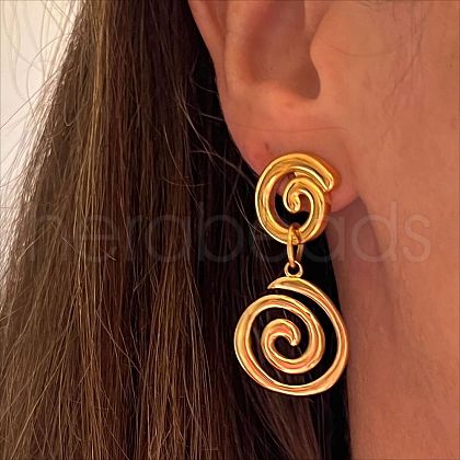 Vortex Spiral Stainless Steel Dangle Stud Earrings FS-WGA50D5-02-1