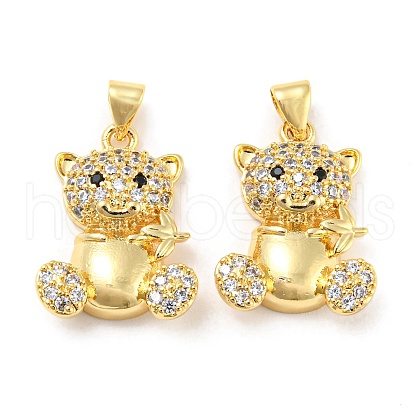 Rack Plating Brass Micro Pave Cubic Zirconia Pendants KK-F861-06G-1