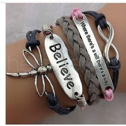 Suede & Imitation Leather Cord Knitted Multi-strand Bracelets WGD6FE3-05-1