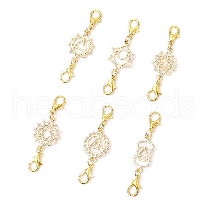 6Pcs 6 Styles Chakra Alloy Connector Charms PALLOY-JF03851-1