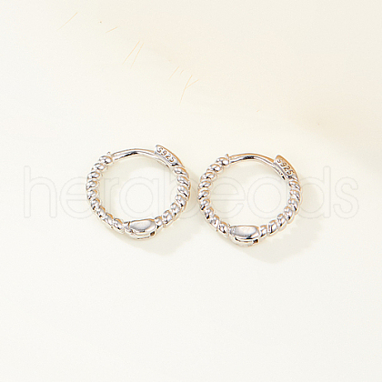 Rhodium Plated 925 Sterling Silver Hoop Earrings EC3534-3-1