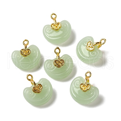 Imitation Jade Glass Pendants GLAA-K065-03G-1