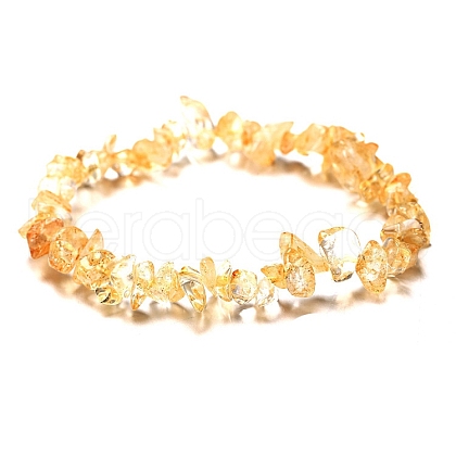 Synthetic Citrine Chips Beaded Stretch Bracelet for Women PW-WG72437-11-1