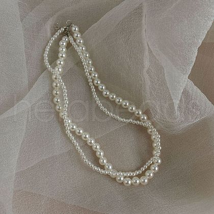 Imitation Pearl Beaded Double Layer Necklaces WGB7F3C-32-1