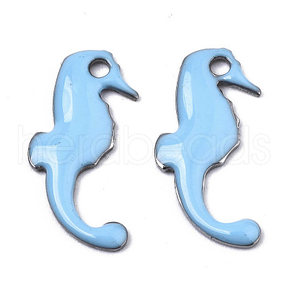 201 Stainless Steel Enamel Charms STAS-N088-17G-1