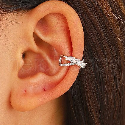 Brass Rhinestone Cuff Earrings WG905AF-03-1