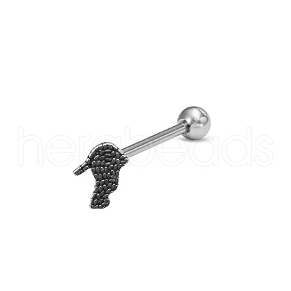 Skull 304 Stainless Steel Straight Barbell 15 Gauge Piercing Tongue Rings for Women Men WG4053D-03-1