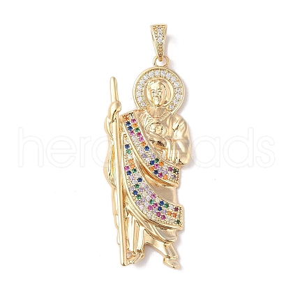 Brass Clear Cubic Zirconia Pendants KK-Z050-03G-05-1