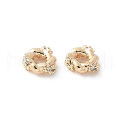 Brass Micro Pave Cubic Zirconia Daisy Spacer Beads KK-U052-06G-1