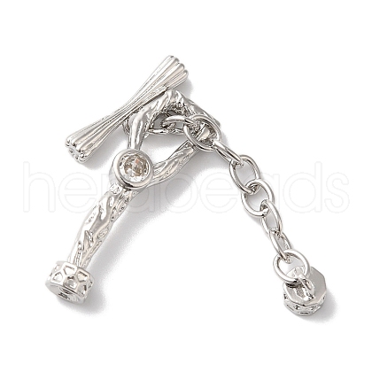 Brass Micro Pave Clear Cubic Zirconia Toggle Clasps KK-G503-03P-1