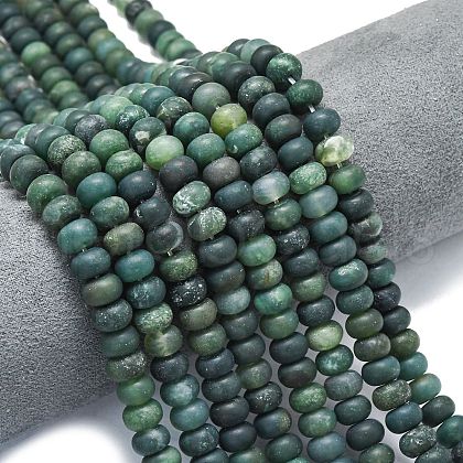 Natural Moss Agate Beads Strands G-P575-A24-8x5mm-1