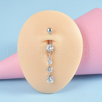 304 Stainless Steel Micro Pave Cubic Zirconia Belly Rings WG5C1DA-18-1