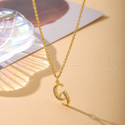 Fashionable Brass Micro Pave Clear Cubic Zirconia Initial Pendant Necklaces for Women FS-WG2FE2D-07-1