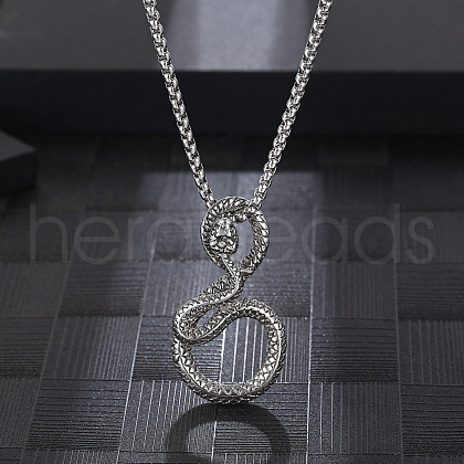 Stylish Stainless Steel Snake Pendant Necklace for Daily Unisex Wear JS0315-2-1