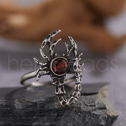 925 Sterling Silver with Natural Garnet Finger Rings WGB2E64-24-1