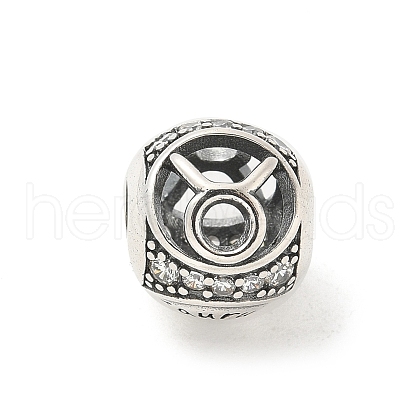 Brass Clear Cubic Zirconia European Beads FIND-M049-01AS-07-1