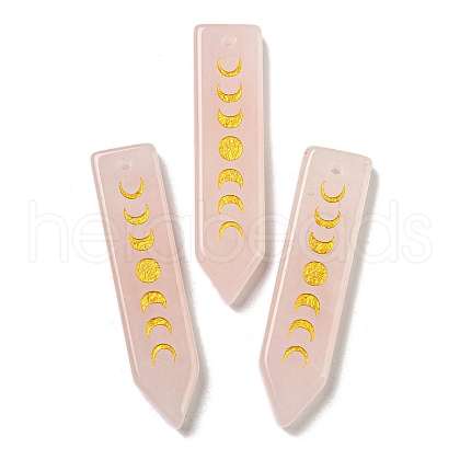Natural Rose Quartz Moon Phase Pendants G-C145-01B-1