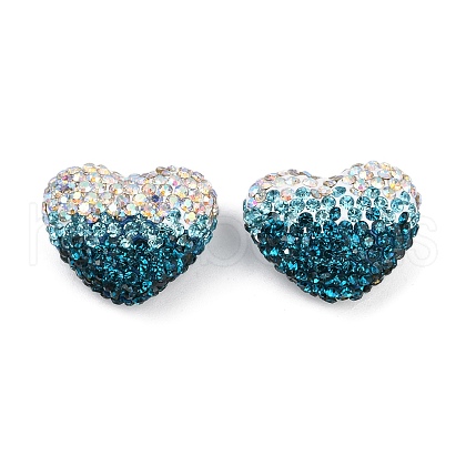 Gradient Color Heart Shaped Polymer Clay Rhinestone Beads CLAY-NH0002-03C-1