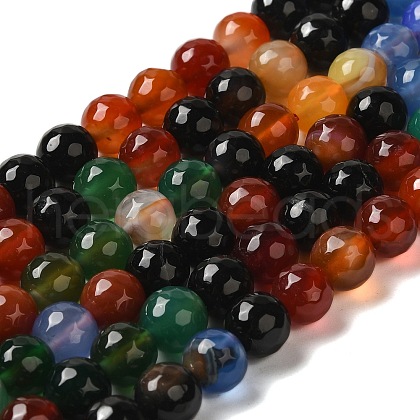 Dyed & Heated Natural Agate Beads Strands G-P539-D01-05-1