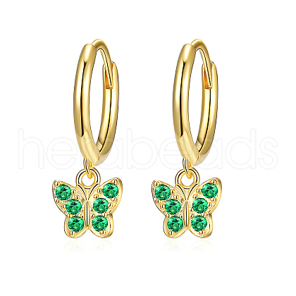 Elegant S925 Sterling Silver Butterfly Hoop Earrings BR6455-3-1