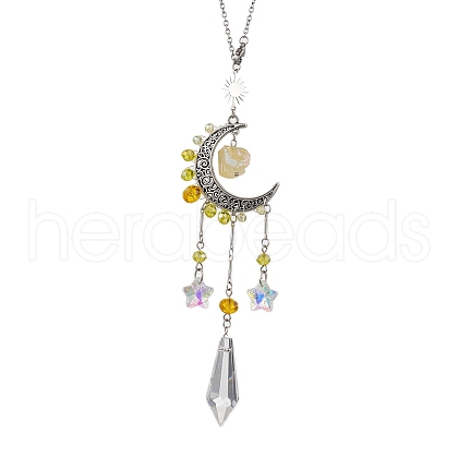 Alloy Moon Window Hanging Prism Ornaments HJEW-TA00284-01-1