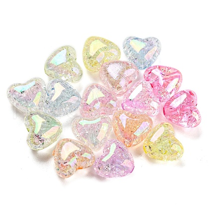 UV Plating Transparent Crackle Acrylic Beads MACR-D024-11-1