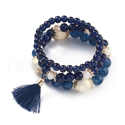 Multi-layered Stretch Bracelets Sets BJEW-H533-01B-1