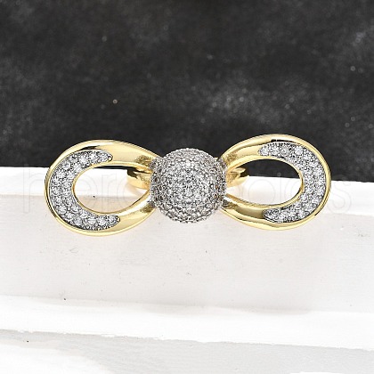 Brass Micro Pave Clear Cubic Zirconia Cuff Rings for Women RJEW-U051-01A-G-1