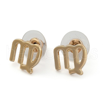 12 Constellation/Zodiac Sign Alloy Stud Earrings EJEW-B025-10G-B-1