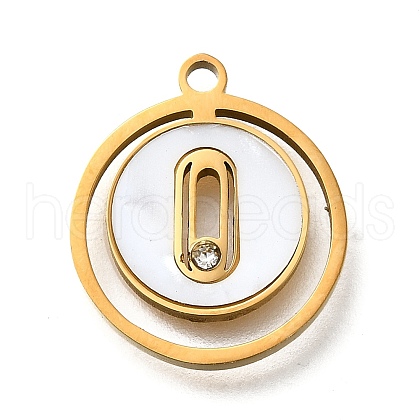 304 Stainless Steel Flat Round Pendants STAS-Q348-01B-G-1