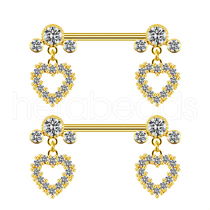 316L Surgical Stainless Steel Clear Cubic Zirconia Heart Nipple Nail Rings WG5DC82-01-1
