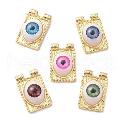 Brass Resin Pendants KK-P204-19G-1