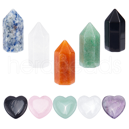  10PCs 10 Style Natural Stone Beads G-NB0003-61-1