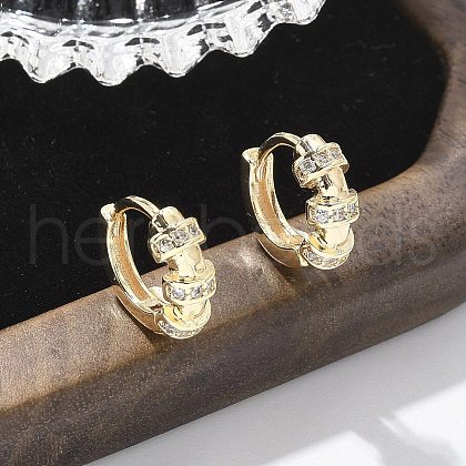 Brass Clear Cubic Zirconia Hoop Earrings EJEW-Q014-25G-1