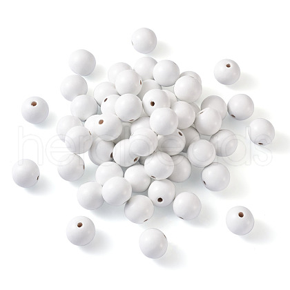 Spray Painted Natural Wood European Beads WOOD-TA0002-24B-1